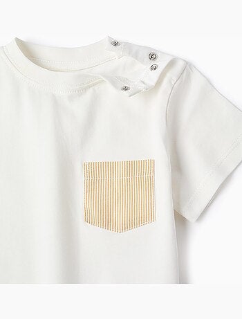 Camiseta de algodón con bolsillo en el pecho