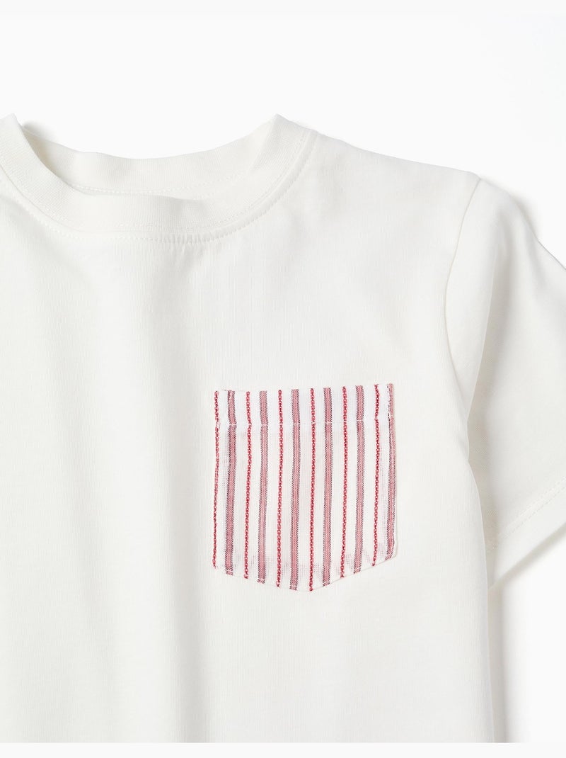 Camiseta de algodón con bolsillo en el pecho Blanco - Kiabi