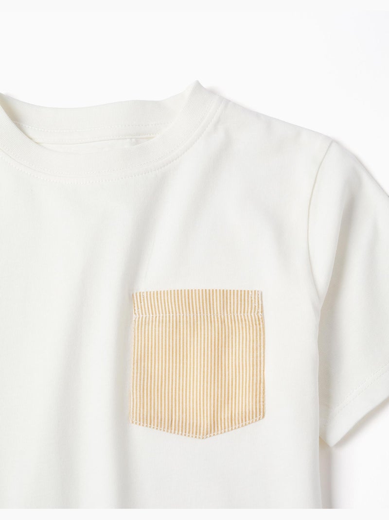Camiseta de algodón con bolsillo en el pecho Blanco - Kiabi