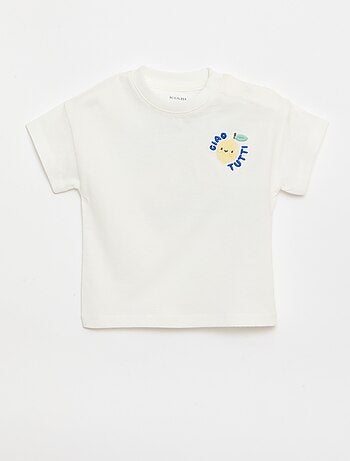 Camiseta de algodón con bordado en el pecho