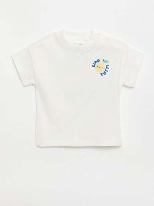 Camiseta de algodón con bordado en el pecho - Kiabi Camiseta de algodón con bordado en el pecho - Kiabi