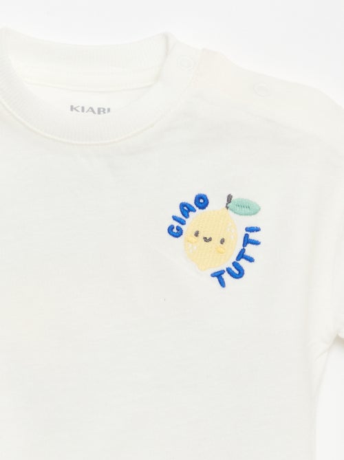 Camiseta de algodón con bordado en el pecho - Kiabi Camiseta de algodón con bordado en el pecho - Kiabi
