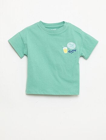 Camiseta de algodón con bordado en el pecho