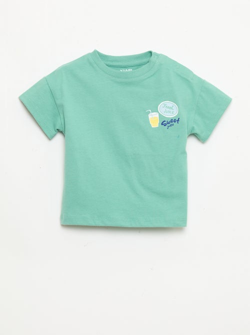 Camiseta de algodón con bordado en el pecho - Kiabi
