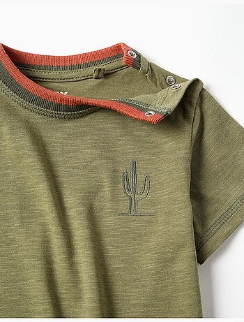Camiseta de algodón con cactus bordado