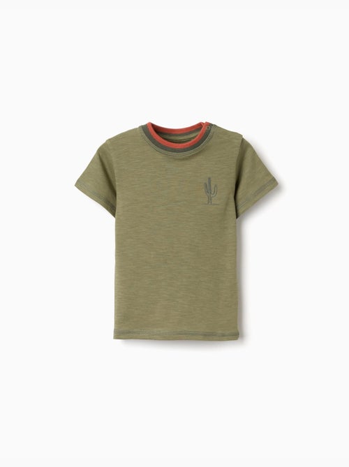 Camiseta de algodón con cactus bordado - Kiabi