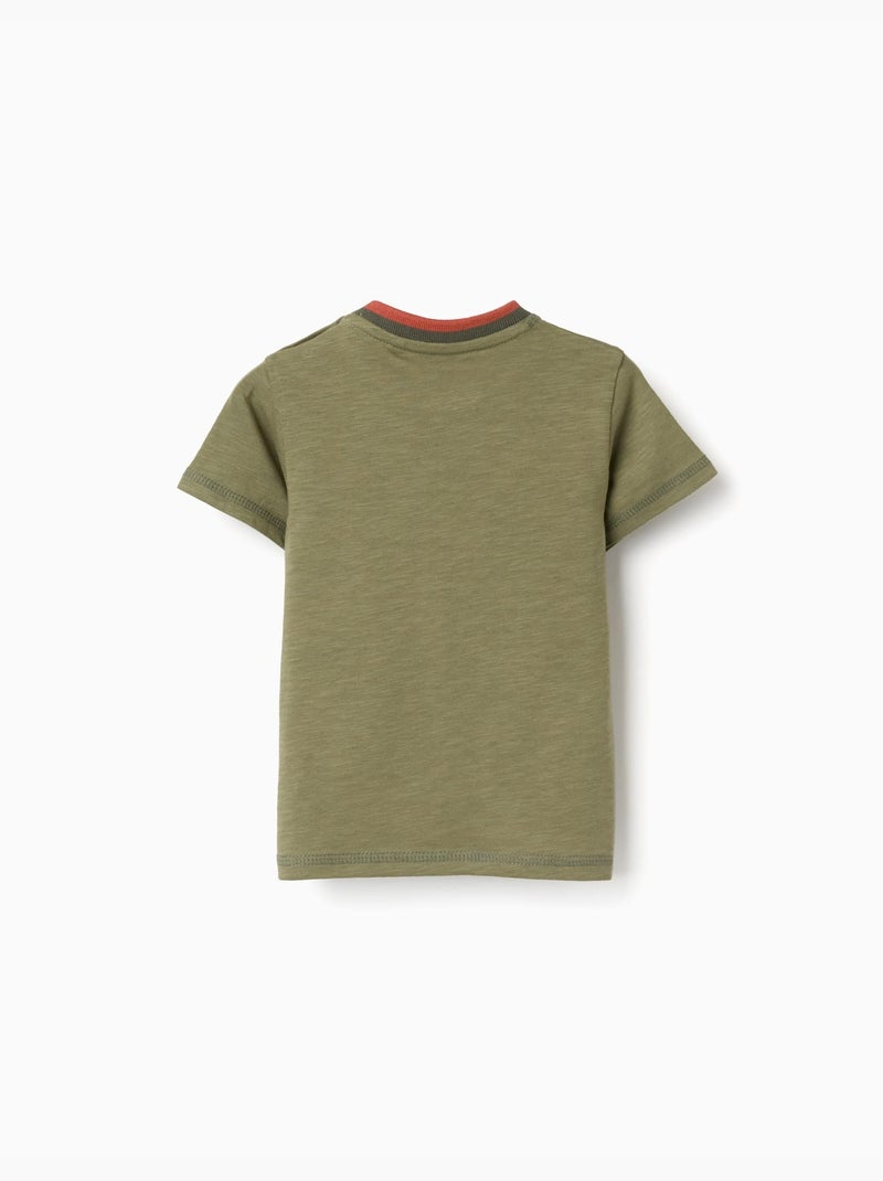 Camiseta de algodón con cactus bordado Verde oscuro - Kiabi