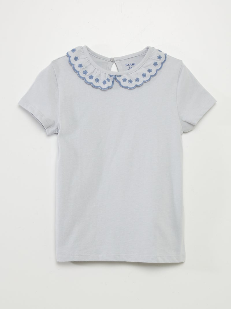 Camiseta de algodón con cuello bebé AZUL - Kiabi