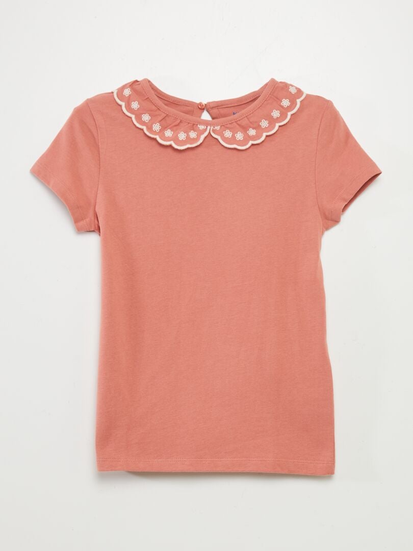 Camiseta de algodón con cuello bebé ROSA - Kiabi