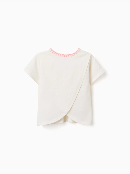 Camiseta de algodón con cuello bordado - Kiabi Camiseta de algodón con cuello bordado - Kiabi