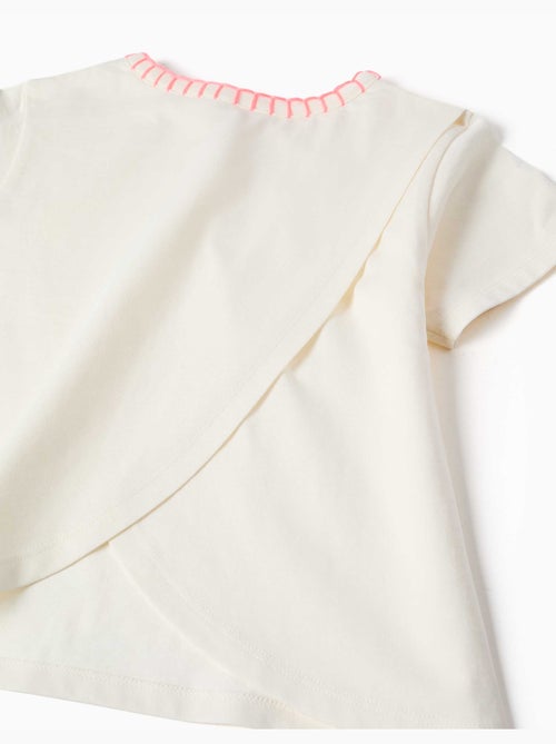 Camiseta de algodón con cuello bordado - Kiabi Camiseta de algodón con cuello bordado - Kiabi