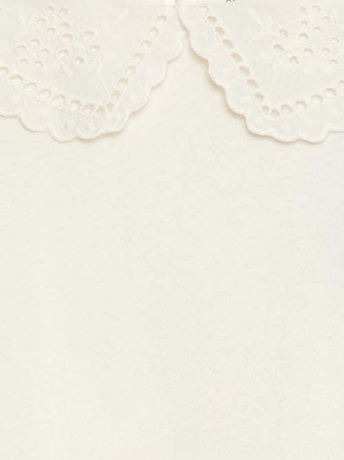 Camiseta de algodón con cuello bordado - Kiabi