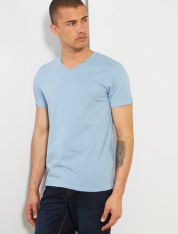 Hombre talla S-XXL - Camiseta de algodón con cuello de pico regular - Kiabi