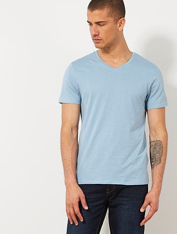 Hombre talla S-XXL - Camiseta de algodón con cuello de pico regular - Kiabi