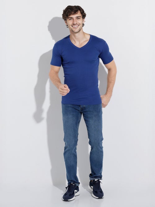 Camiseta de algodón con cuello en V - pack de 2 - Kiabi