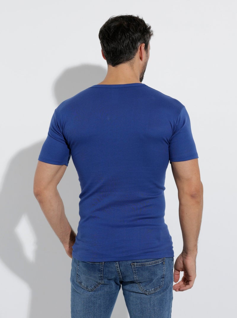 Camiseta de algodón con cuello en V - pack de 2 Índigo - Kiabi