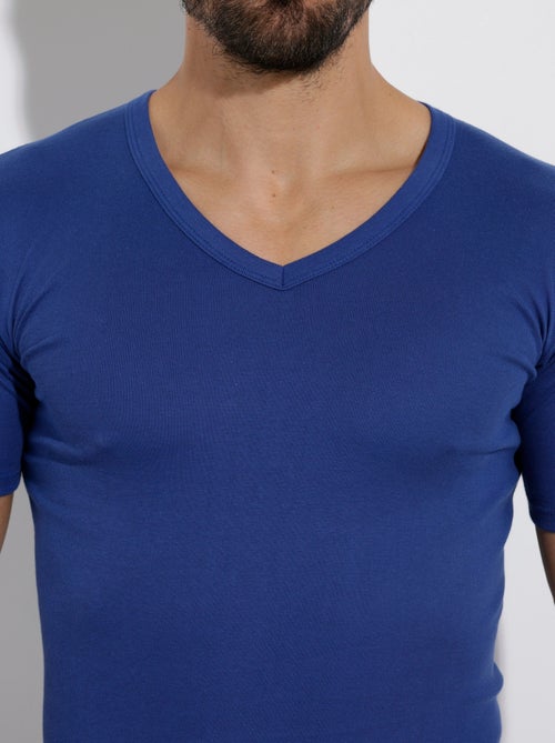 Camiseta de algodón con cuello en V - pack de 2 - Kiabi