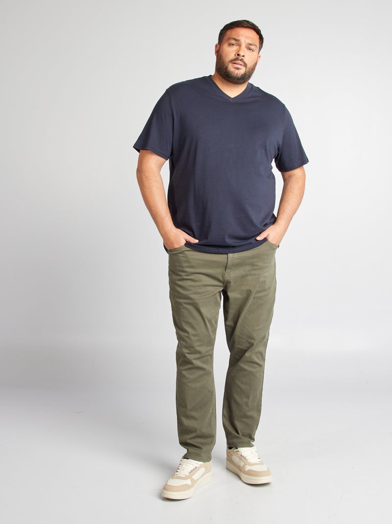 Camiseta de algodón con cuello en V para hombre AZUL - Kiabi