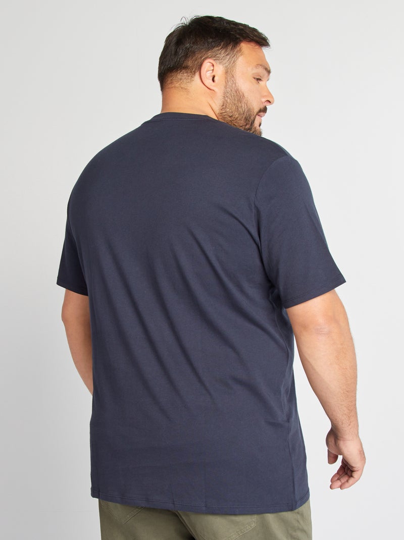 Camiseta de algodón con cuello en V para hombre AZUL - Kiabi
