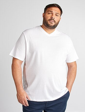 Camiseta de algodón con cuello en V para hombre