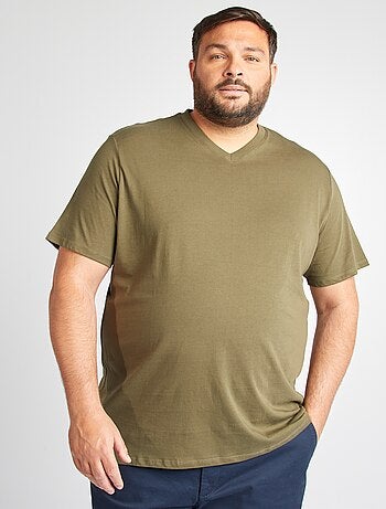 Camiseta de algodón con cuello en V para hombre