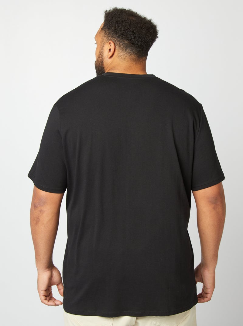 Camiseta de algodón con cuello en V para hombre negro - Kiabi