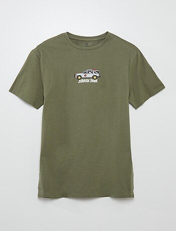 Camiseta de algodón con cuello 'Jurassic Park'