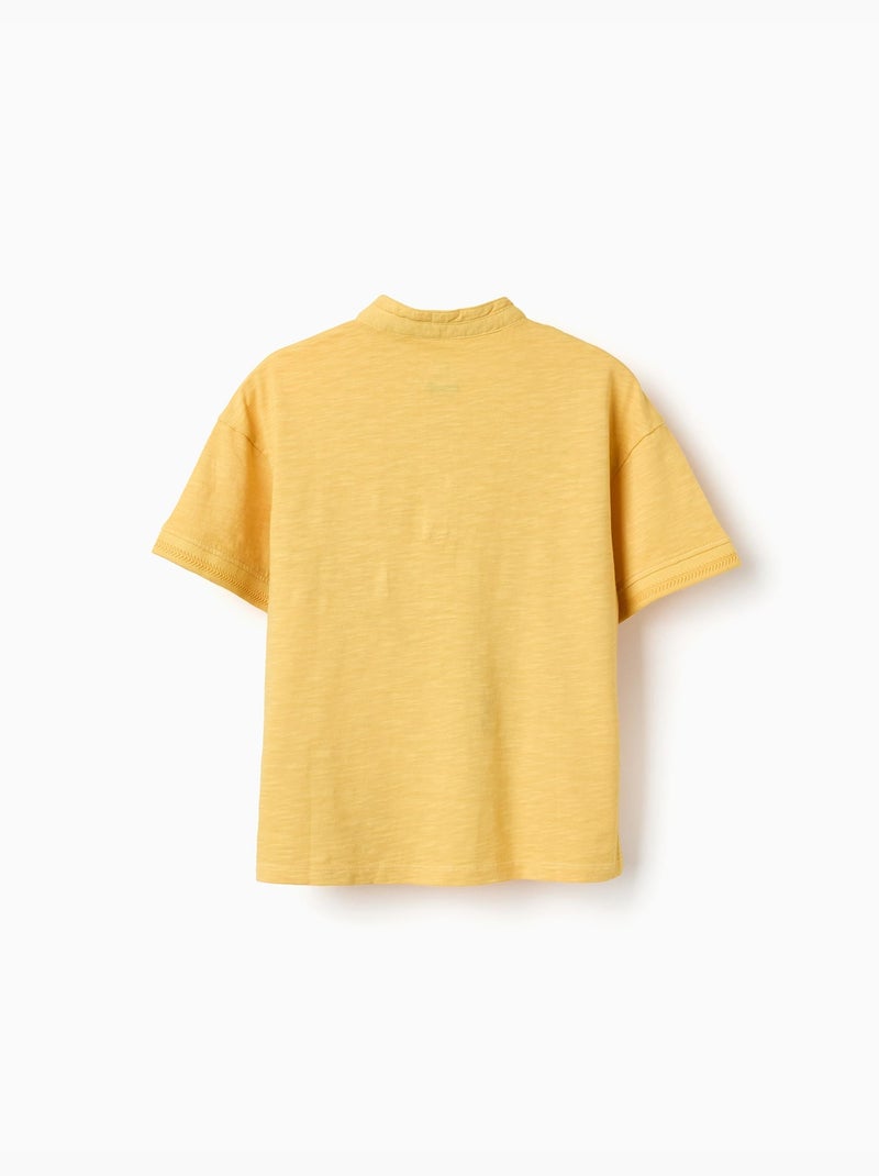 Camiseta de algodón con cuello mao y bolsillo Amarillo oscuro - Kiabi