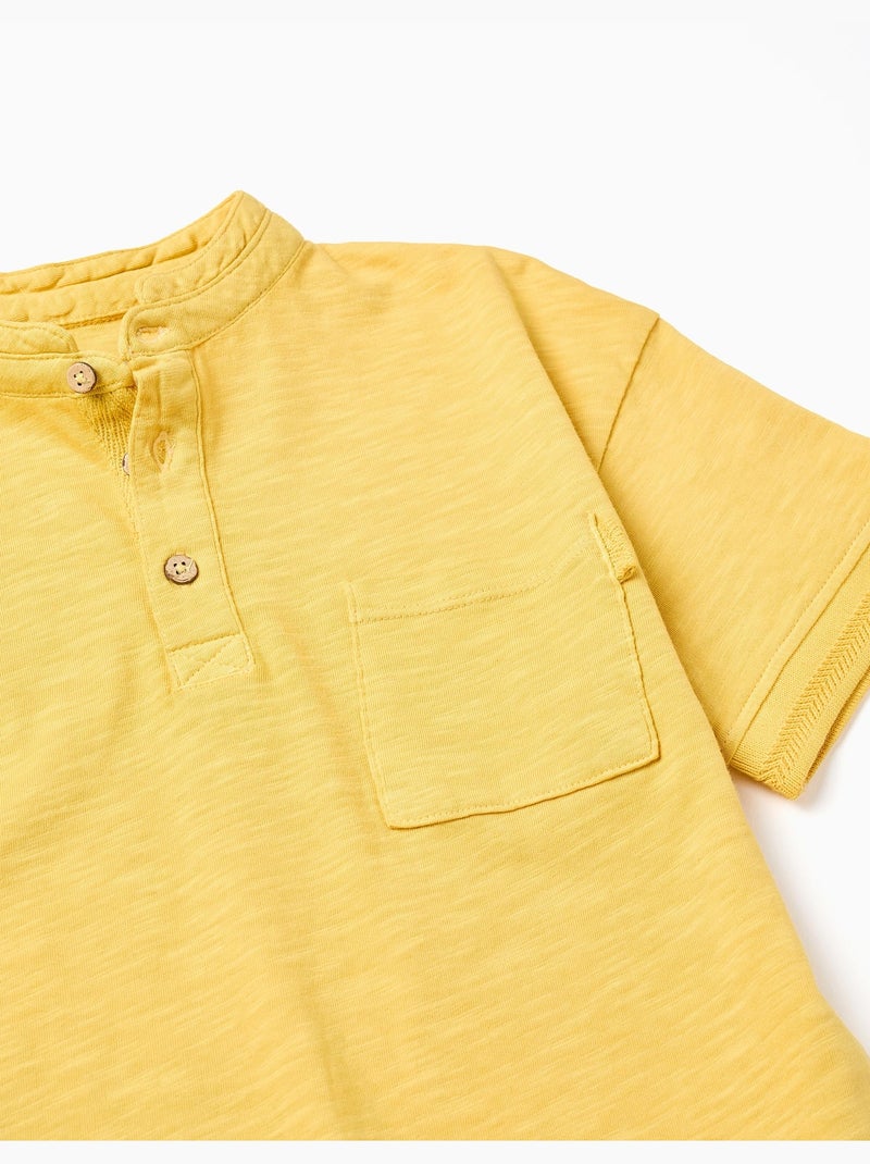 Camiseta de algodón con cuello mao y bolsillo Amarillo oscuro - Kiabi
