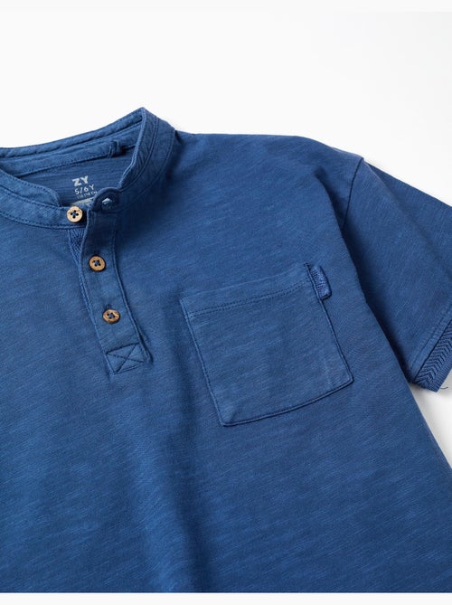 Camiseta de algodón con cuello mao y bolsillo - Kiabi