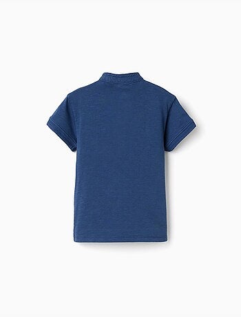 Camiseta de algodón con cuello mao y bolsillo