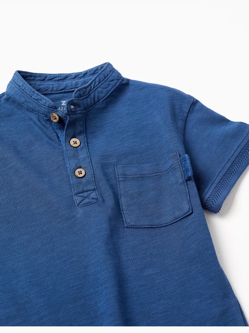 Camiseta de algodón con cuello mao y bolsillo - Kiabi