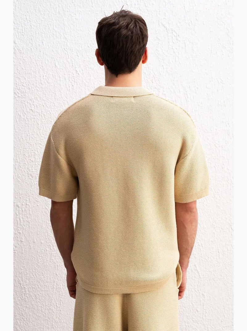 Camiseta de algodón con cuello polo para hombre giesto Beige arcilla - Kiabi