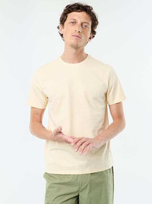 Camiseta de algodón con cuello redondo - Kiabi Camiseta de algodón con cuello redondo - Kiabi