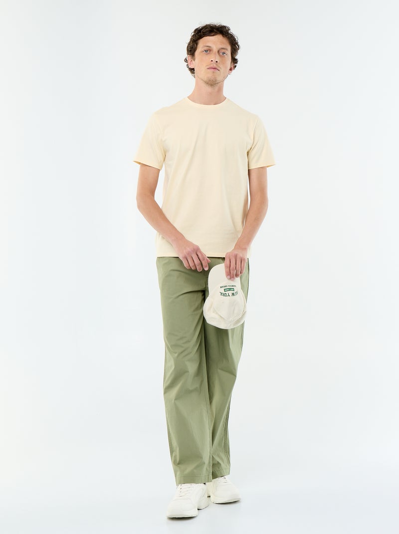 Camiseta de algodón con cuello redondo Amarillo - Kiabi