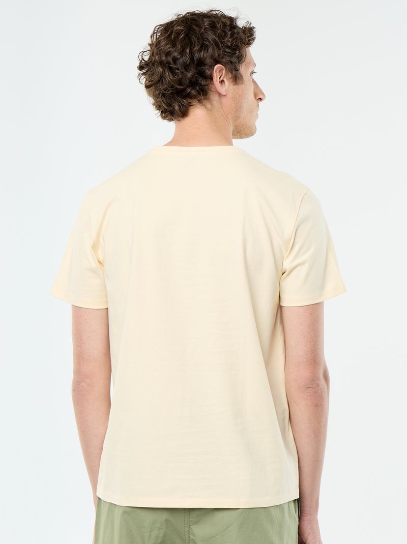 Camiseta de algodón con cuello redondo Amarillo - Kiabi