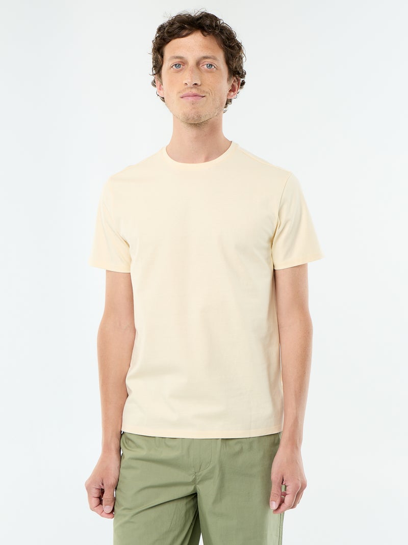 Camiseta de algodón con cuello redondo Amarillo - Kiabi