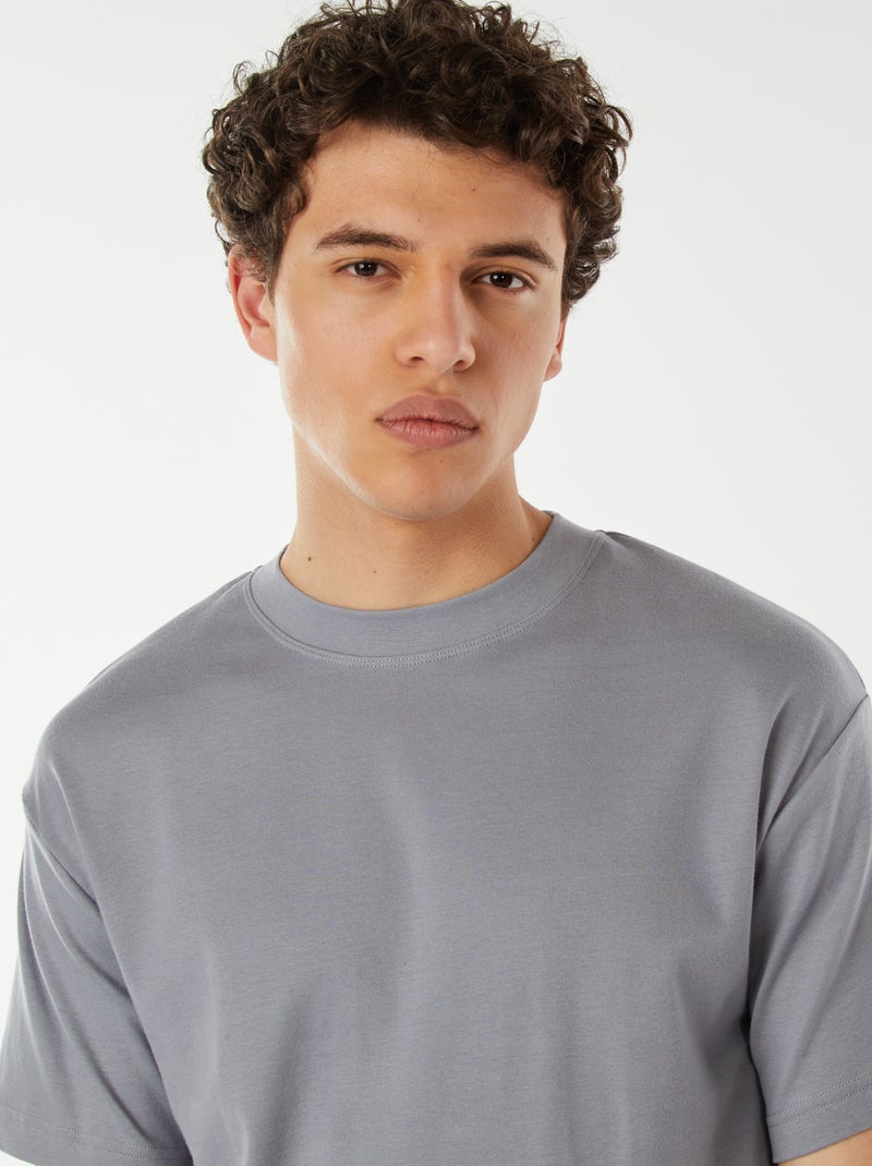 Camiseta de algodón con cuello redondo AZUL - Kiabi