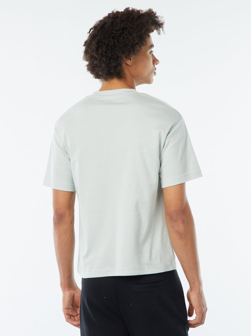 Camiseta de algodón con cuello redondo AZUL - Kiabi