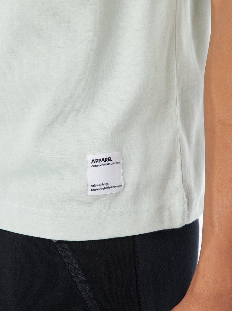 Camiseta de algodón con cuello redondo AZUL - Kiabi