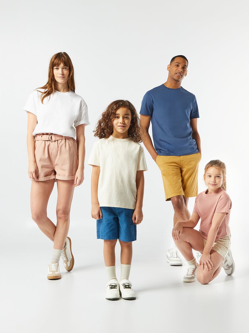 Camiseta de algodón con cuello redondo AZUL - Kiabi