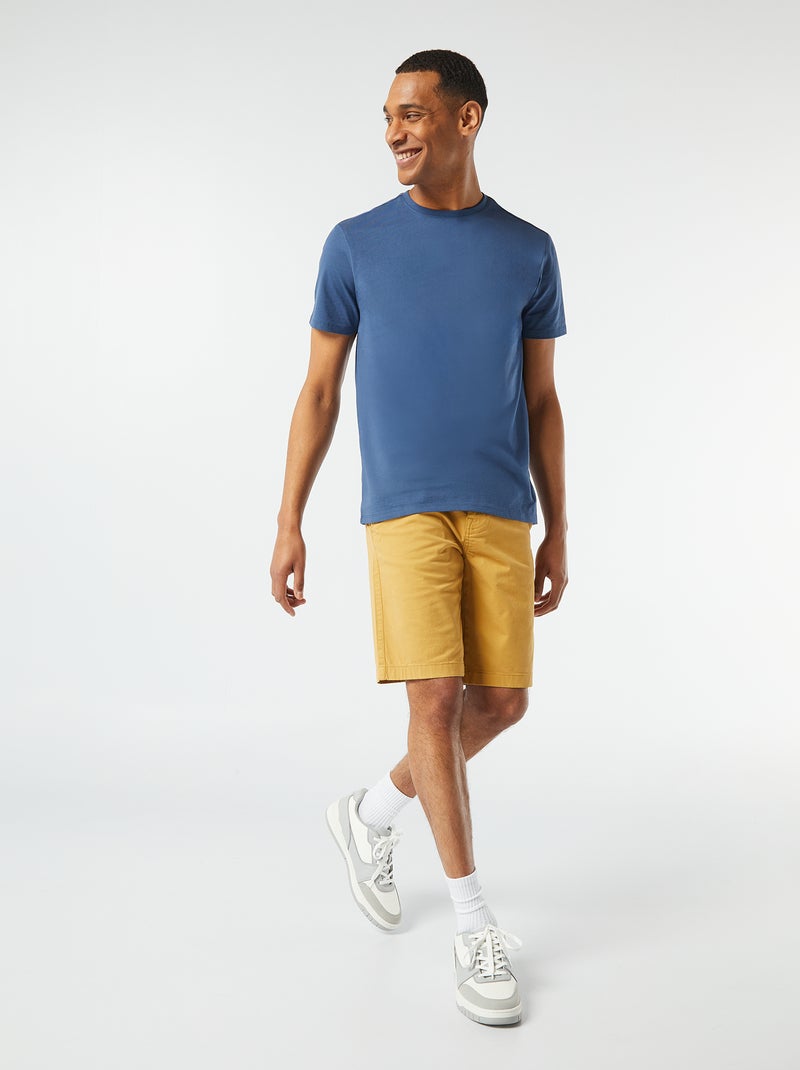 Camiseta de algodón con cuello redondo AZUL - Kiabi