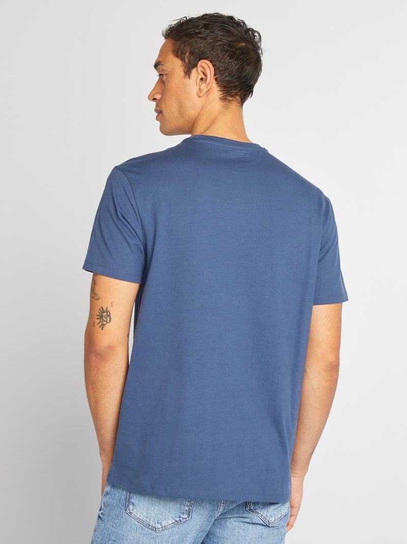 Camiseta de algodón con cuello redondo AZUL - Kiabi