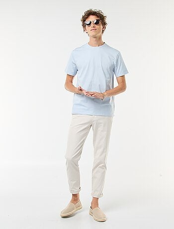 Camiseta de algodón con cuello redondo