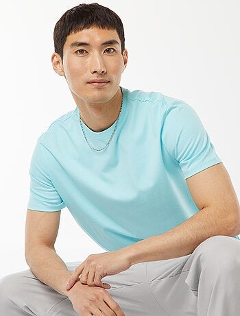 Camiseta de algodón con cuello redondo