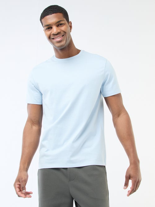 Camiseta de algodón con cuello redondo - Kiabi Camiseta de algodón con cuello redondo - Kiabi