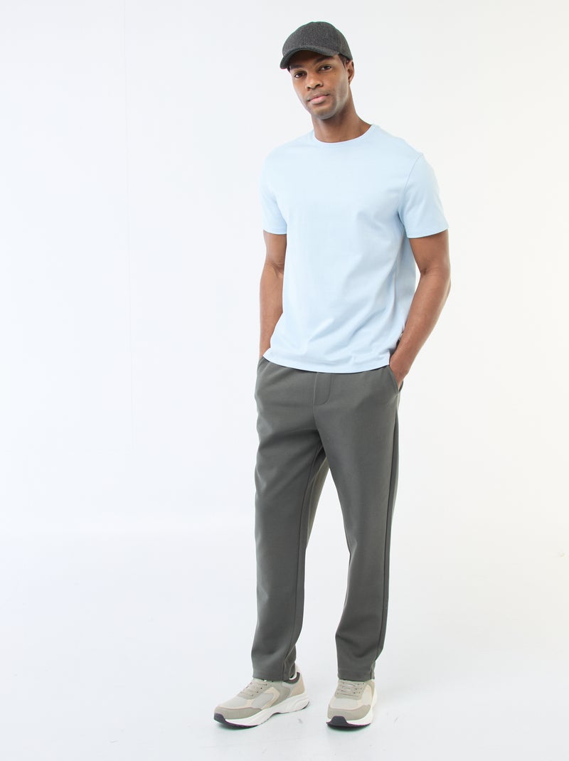 Camiseta de algodón con cuello redondo Azul - Kiabi