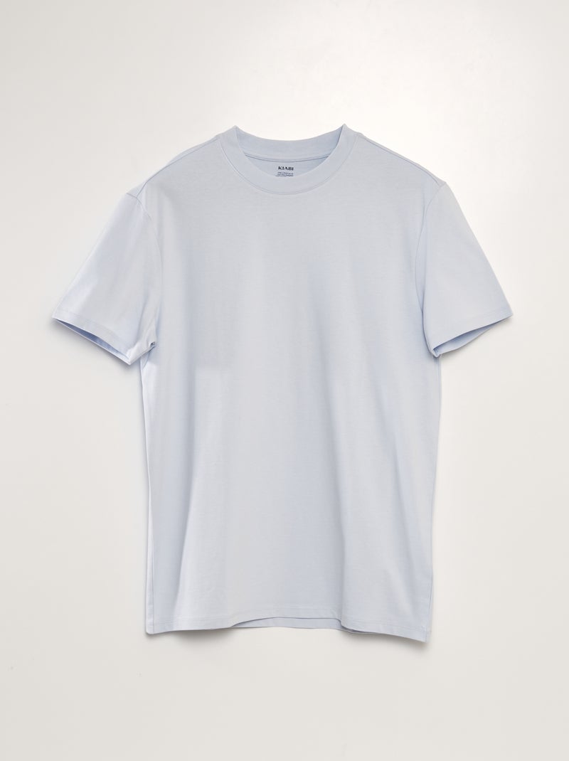 Camiseta de algodón con cuello redondo AZUL - Kiabi