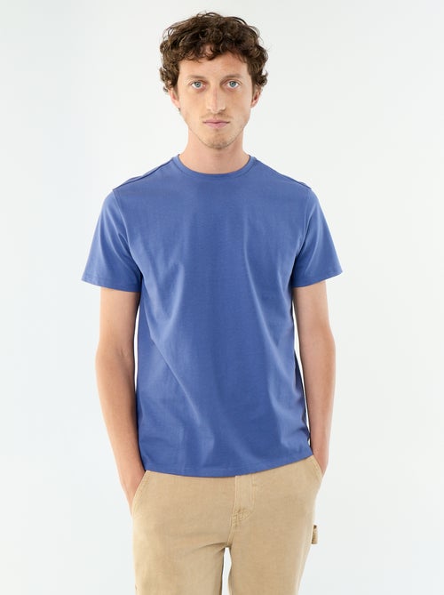 Camiseta de algodón con cuello redondo - Kiabi Camiseta de algodón con cuello redondo - Kiabi