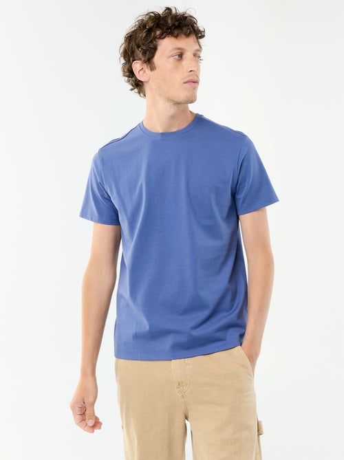 Camiseta de algodón con cuello redondo - Kiabi Camiseta de algodón con cuello redondo - Kiabi